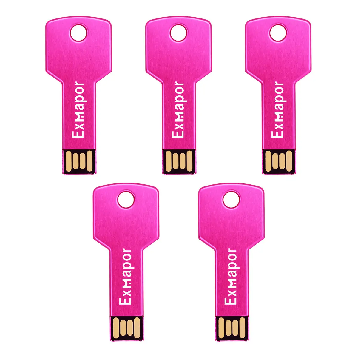 

5 Pack 32GB USB 2.0 Flash Drives, Pink 16GB Metal Key Jump Drive Memory Sticks, Bulk Thumb Drives 8GB USB Sticks Pen Drives