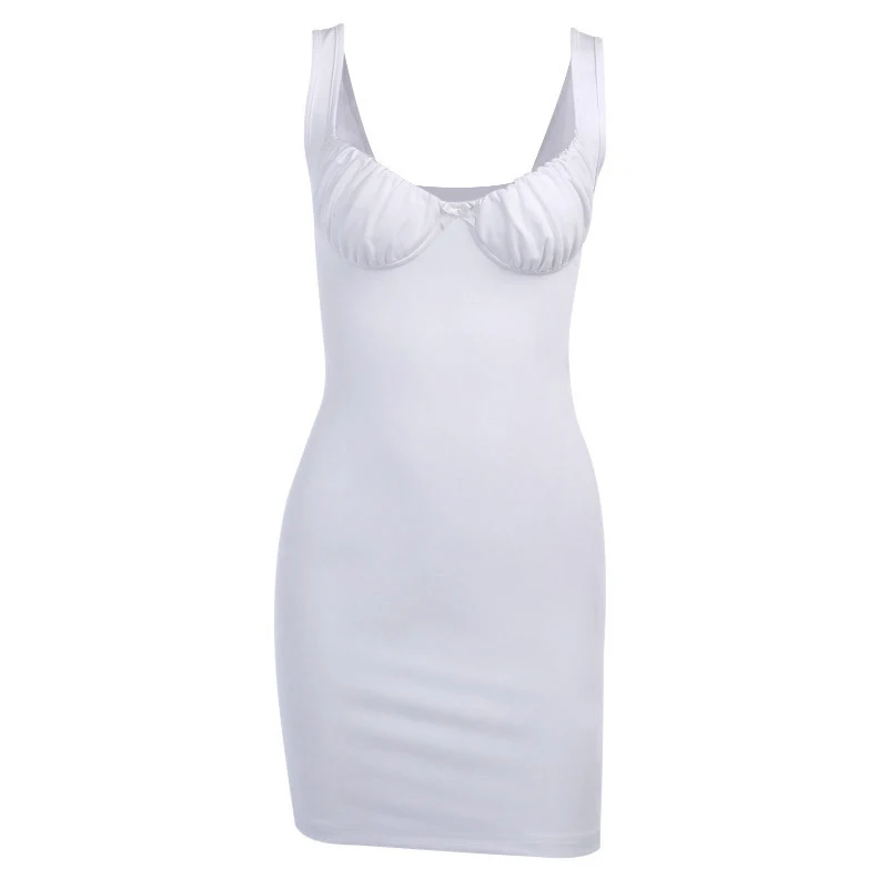 

New Summer Women's Sexy Bowknot Pleated Sling U-Neck Dress Halter Cross Bandage Tights Dress
