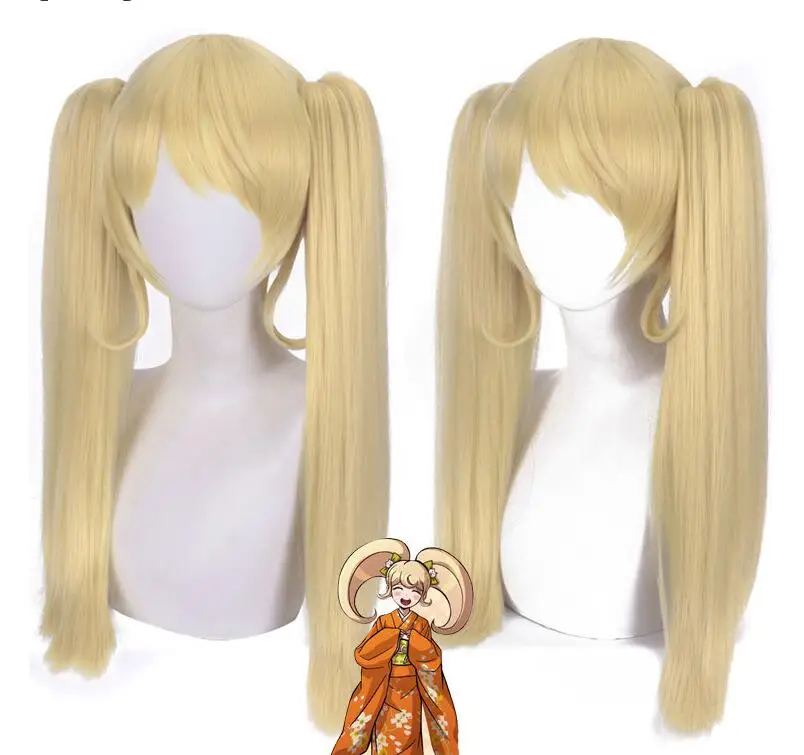 

50cm Anime Danganronpa Saionji Hiyoko Blonde Ponytails Wig Cosplay Costume Dangan Ronpa Heat Resistant Synthetic Hair Women Wigs