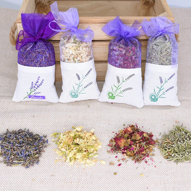 

1 Bag Natural Dried Flower Sachet Rose Jasmine Rosemary Lavender Sachets for Home Decor Wardrobe Car Air Freshener Lavender Bags