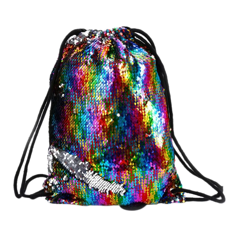 Модная двусторонняя сумка на шнурке с блестками Cinch Sack Backpack Спортивная
