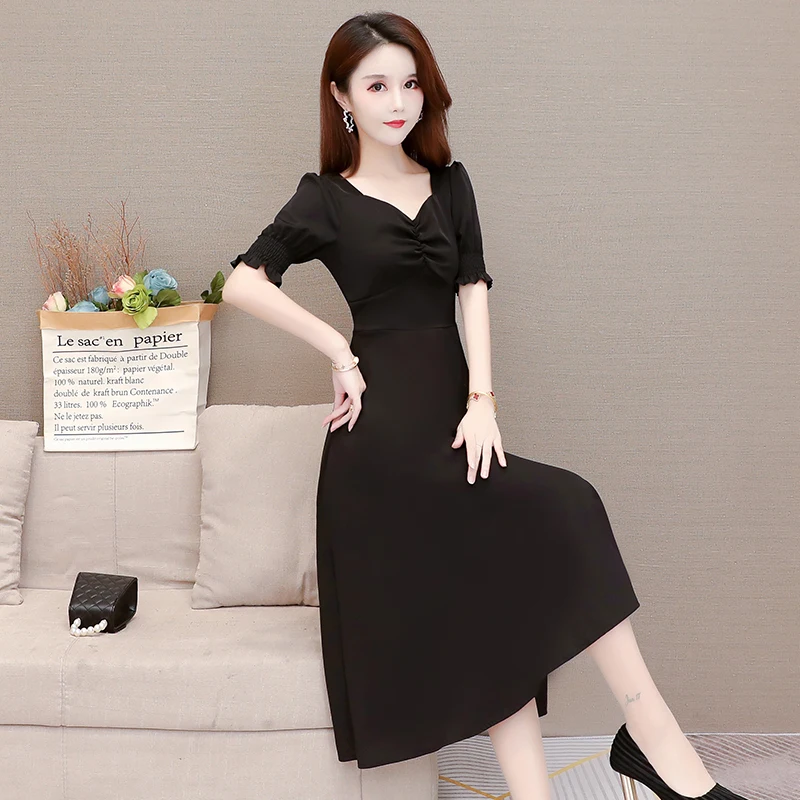 Женские Длинные Модные платья с коротким рукавом повседневные Простые