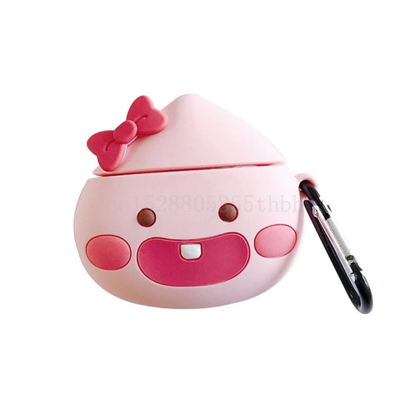 Розовый персиковый защитный чехол силиконовый с карабином для Airpods 1/2|Аксессуары