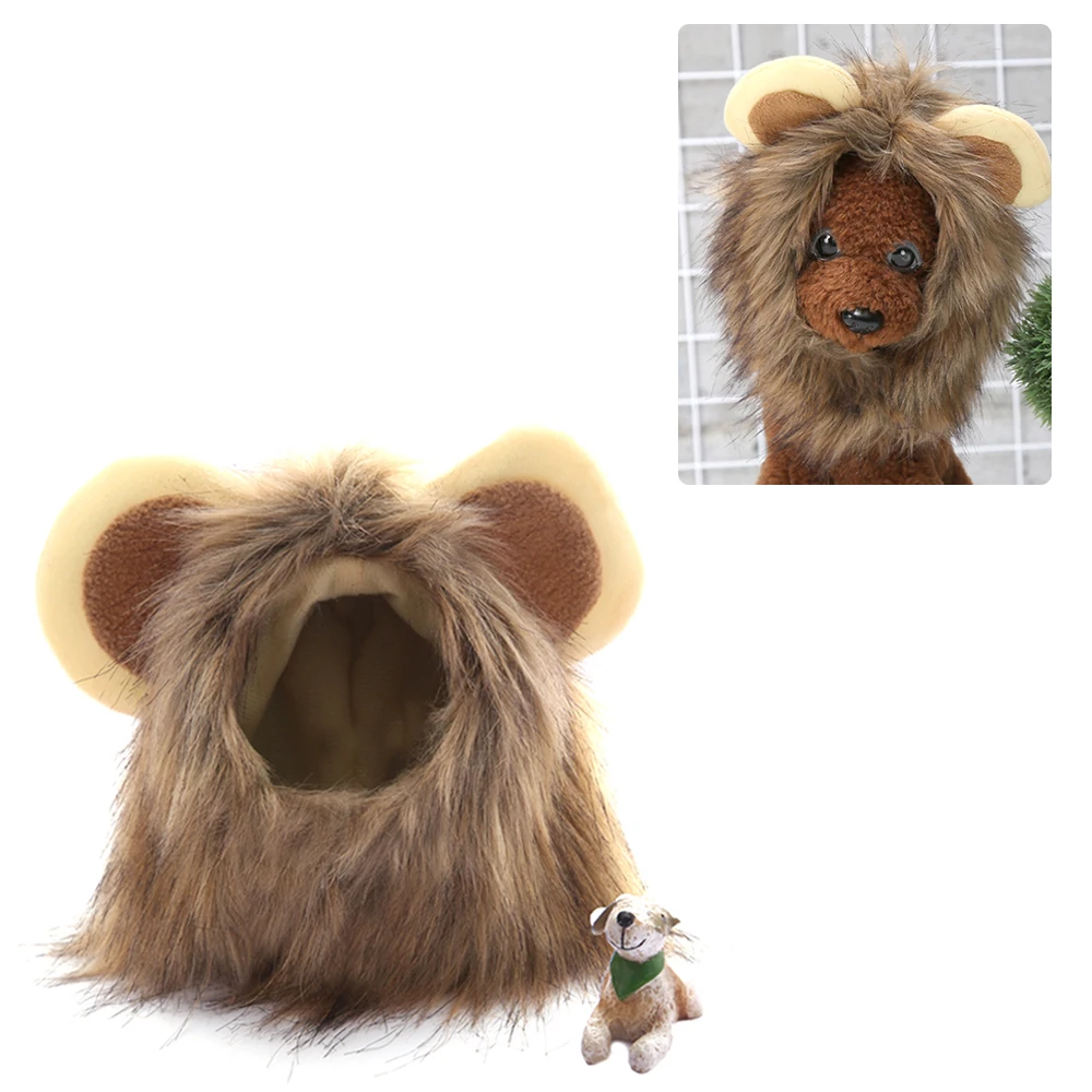 Шапки для кошек щенков собак имитация Львиной шерсти гривы ушей головных уборов