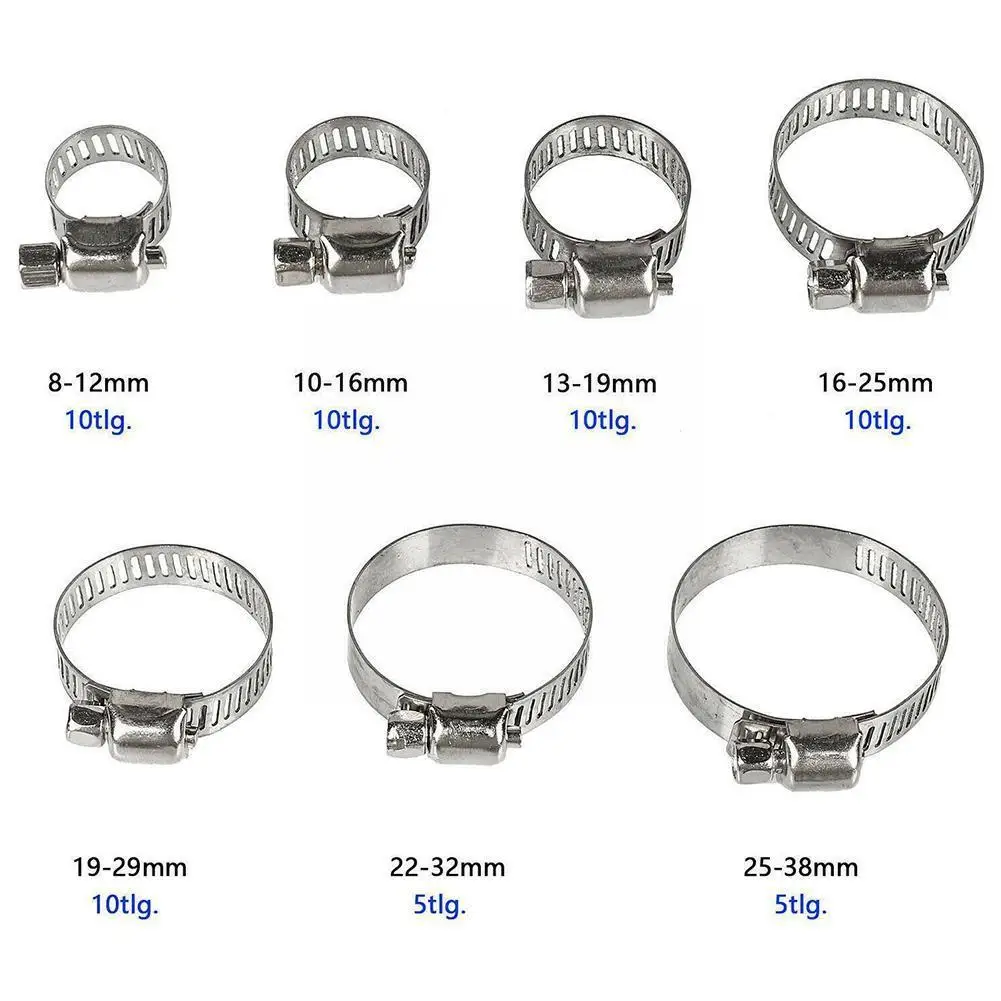 60 шт./компл. шланговый зажим 8 мм-38 мм стальные обруч зажимы для шланга набор
