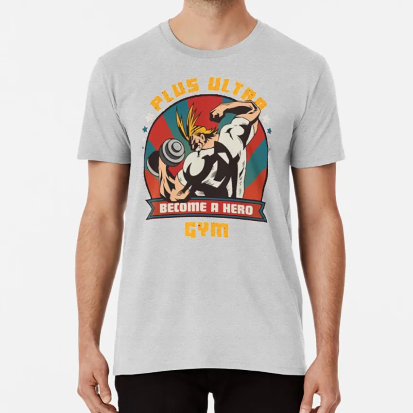 Серый Футболка hero Academy Plus Ultra Gym all might boku no hero Academy bnha mha plus ultra oru maito Аниме Манга отрицательное пространство - Цвет: Серый
