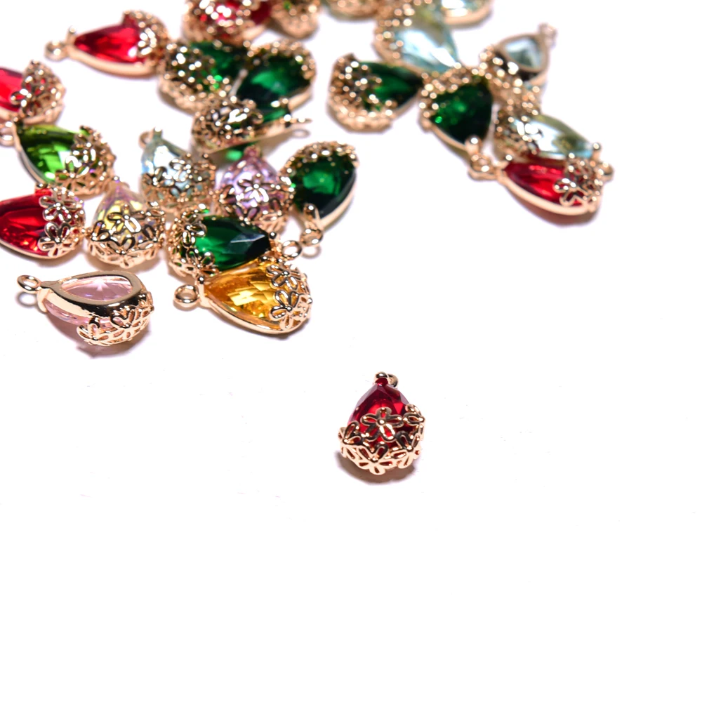 Металлические подвески стразы цветные в форме капли воды с кристаллами для изготовления ювелирных изделий