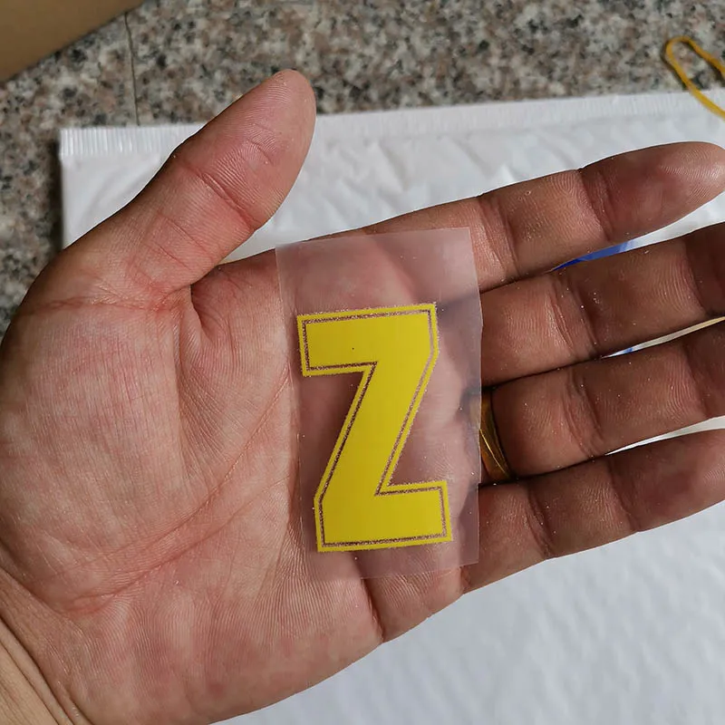 5cm-Z 5 см желтый цвет буквы A-Z термонаклейки название Спортивная тканевая наклейка Горячая теплопередача DIY термоклейкие для одежды сумка обувь - Цвет: 5cm-Z