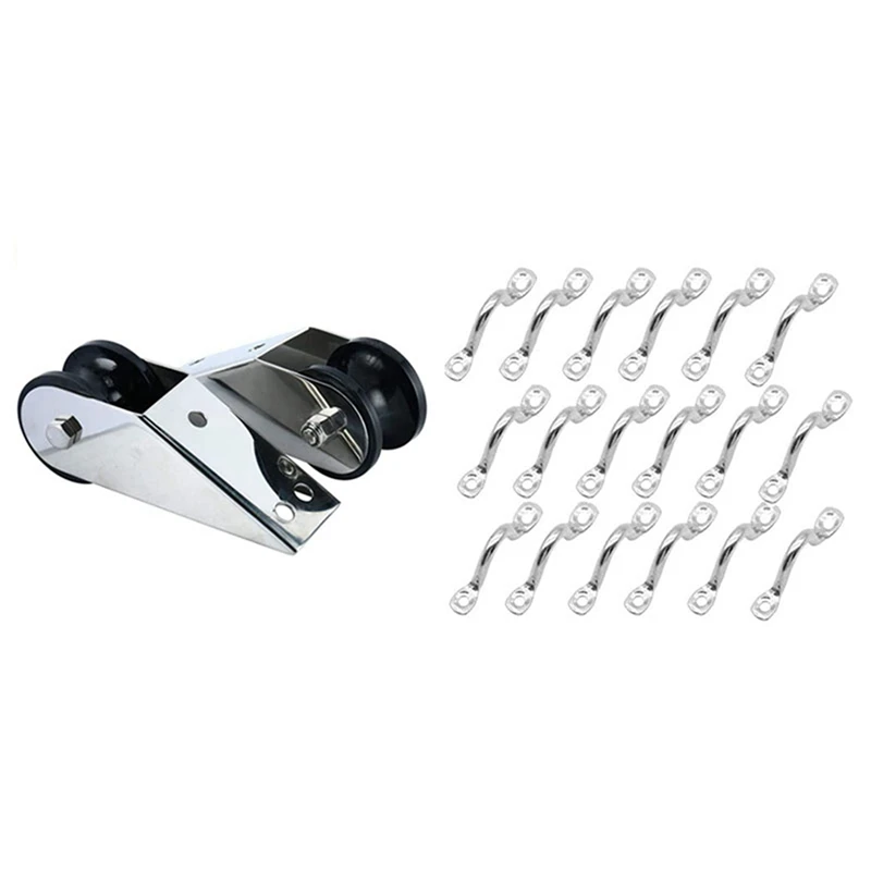 

1 Set Stainless Steel Pad Eye Fender Eye Kayak Deck Loops & 2 Pcs Anchor Lifter Stainless Steel Boat Anchoring Roller