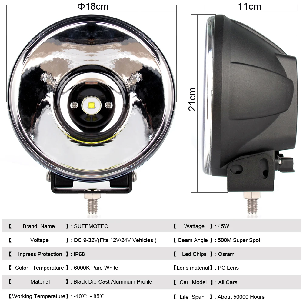 7 дюймовый светодиодный светильник для вождения автомобиля вездехода
