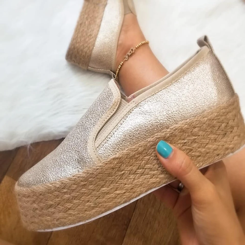 Женские эспадрильи на плоской подошве повседневные Лоферы без застежки толстой