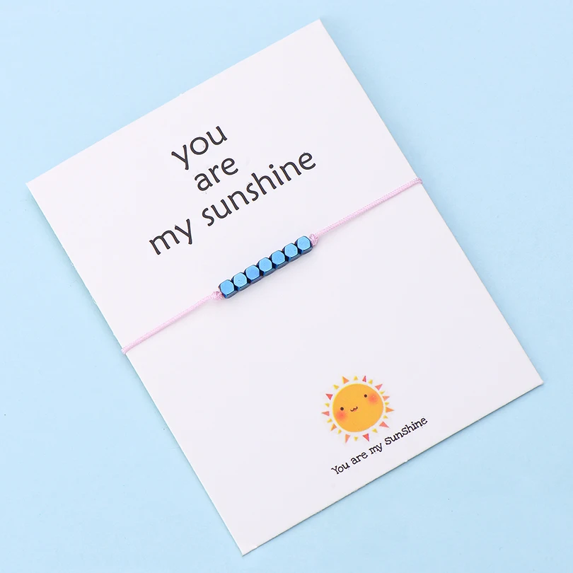 IYOE Wish Card You Are My Sunshine крошечные бусины браслеты с подвесками для женщин и мужчин геометрические бусины ручной работы красный браслет с нитью подарок