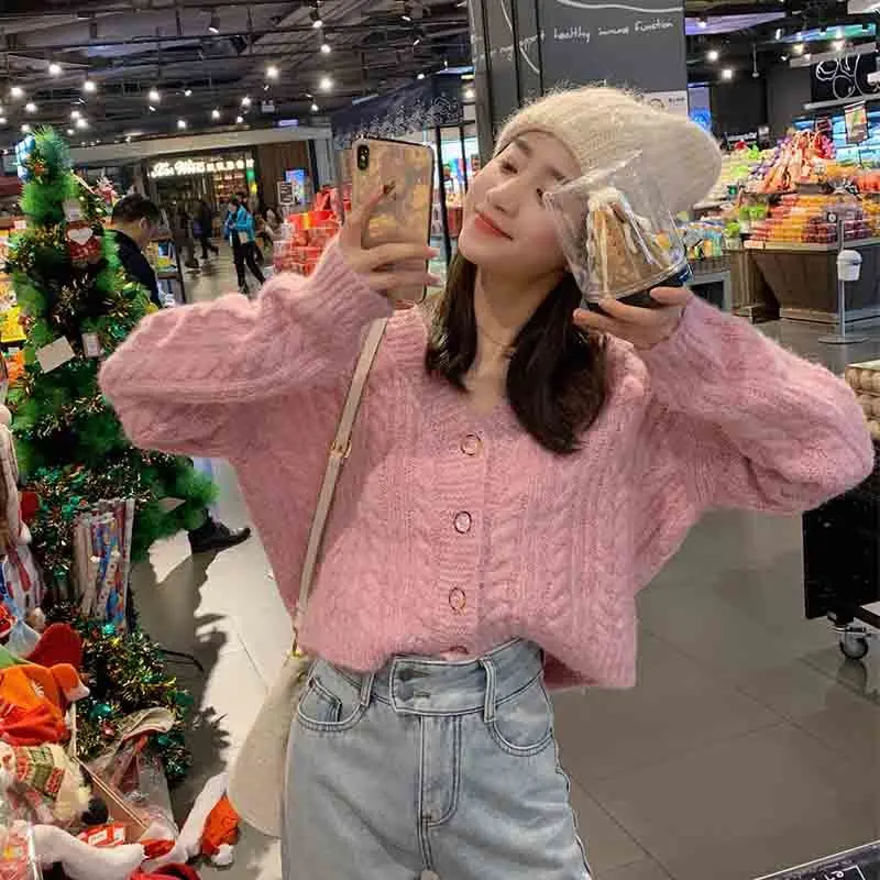 

Женский вязаный кардиган с длинным рукавом, модный Свободный кардиган с v-образным вырезом, Повседневная рубашка трикотажная G333, весна-лето ...