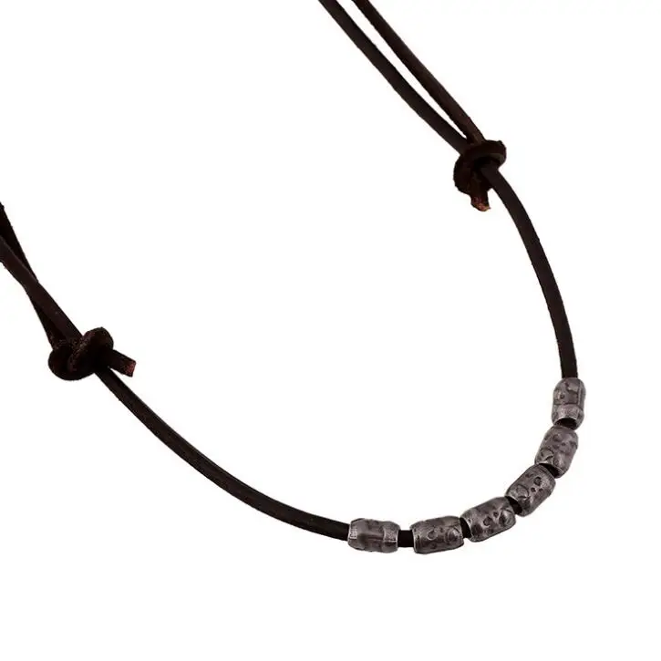 Длинное ожерелье из кожи в стиле панк-рок изящное с регулируемой подвеской для
