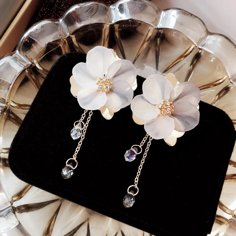 

Earrings Jewelry Bohemia Acrylic Plant Women Dangle Earrings Fresh Frosted Petals Dripping Earrings for Women Drops Earrings