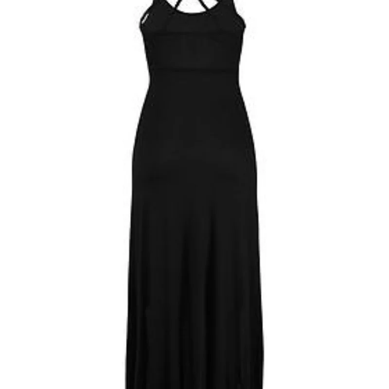

Women's Sexy Black Sleeveless Spaghetti Strap Dress for Women Boho Style Long Dress Backless Irregular Beach Long Dress