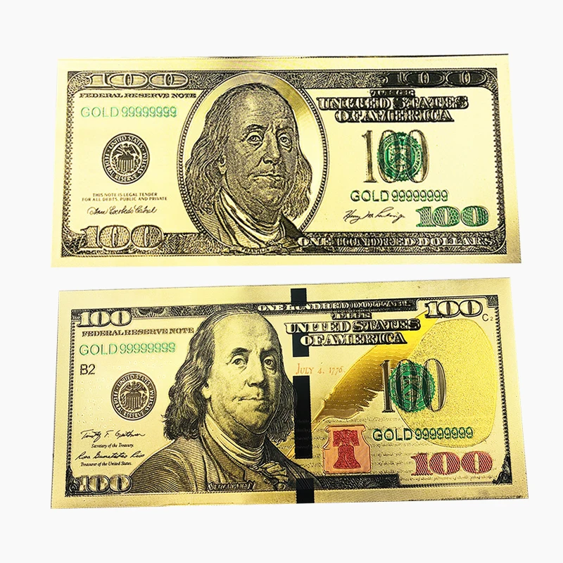 Старая и новая золотая фольга 2 шт. США банкноты на 100 долларов банковские купюры