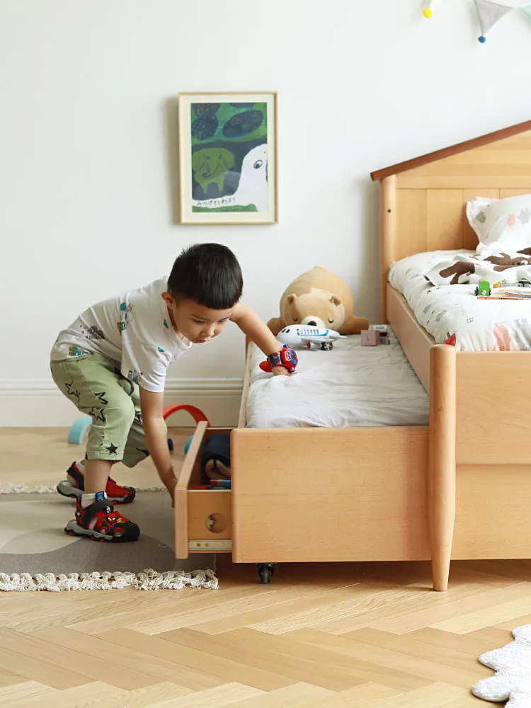 Детская кровать Beimo двухслойная Выдвижная цельная деревянная из Букового дерева