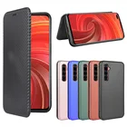 Чехол-книжка для OPPO Realme X3, кожа, из углеродного волокна
