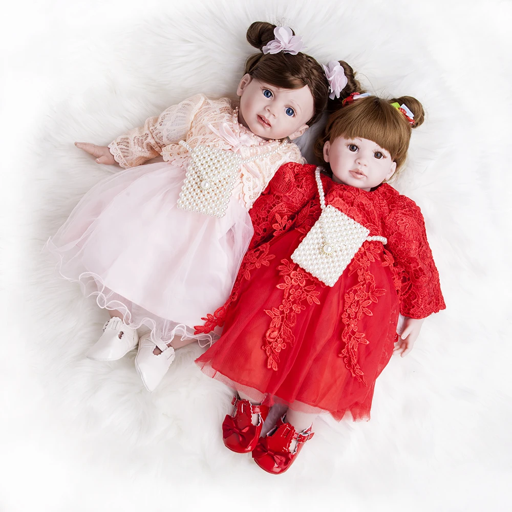 60 см Силиконовые Reborn Baby Doll Like Alive Sisters игрушки принцесса Bebe красивые сестры