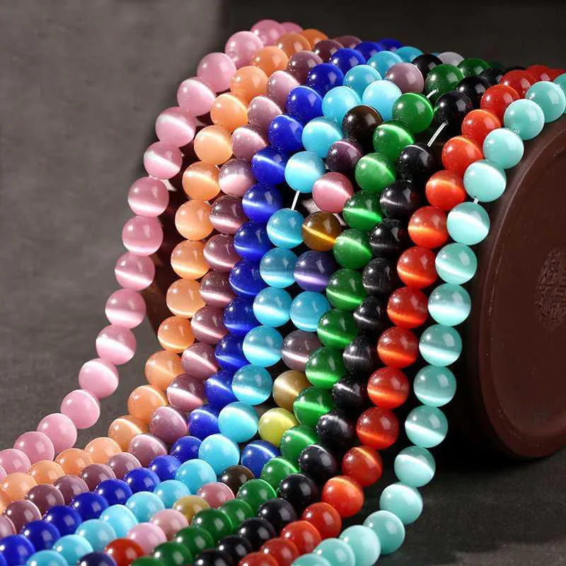 

20 Styles Colorful Opal Beads For Jewelry Making 4 6 8 10mm Round Loose Semi Gemstone Crystal Beads for DIY Charm Bracelet 15"