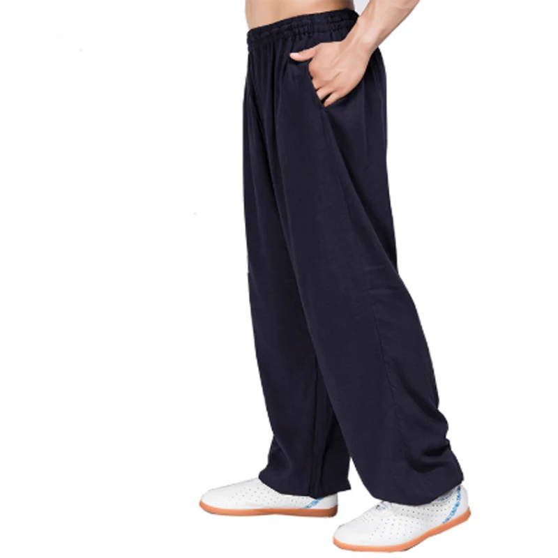 Tai Chi Bloomers Loose Cotton Linen Trousers Martial Arts Kung Fu Running Yoga Home Practice Mens Pants Exercise | Спорт и