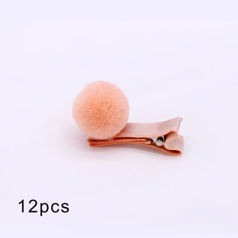 Flesh pink 12 шт., меховой шарик, эластичная резинка для волос для девочек, конский хвост, держатели, плюшевый шар, кольцо для волос, женский эластичный галстук для волос, аксессуары, Резиновая лента для волос - Цвет: Flesh pink