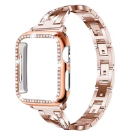 diamond rhinstone watch case strap for apple iwatch series 6 se 5 4 3 2 44 42 38 stainless steel metal band bracelet watchband