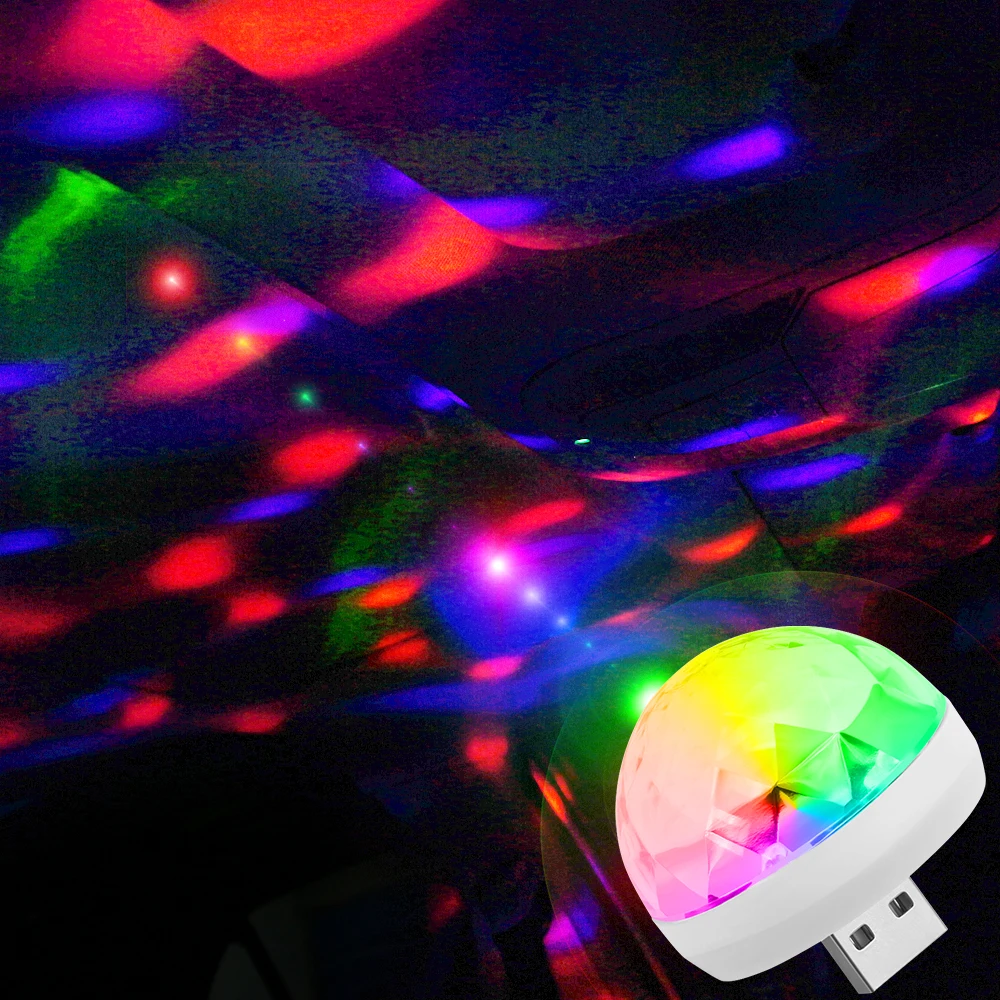 Автомобильное USB цветное атмосферное освещение вечеринки DJ светодиодный RGB свет