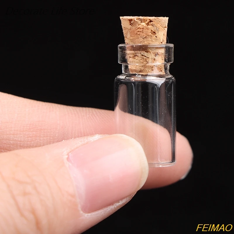 

10pcs Small Glass Bottles with Cork Tiny Vials Jars 11x22mm For Wedding Jewelry