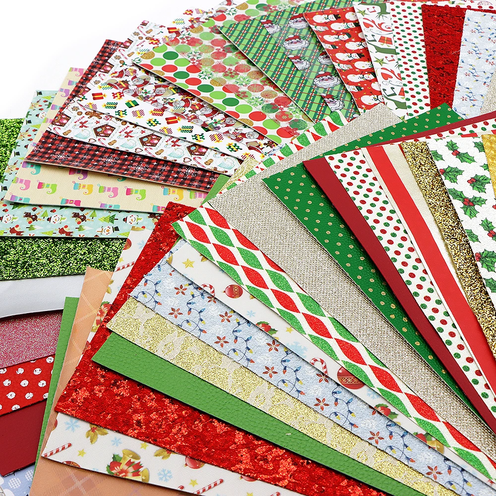 Рождественская Синтетическая кожаная ткань сделай сам 10 шт./компл. 20*33 см