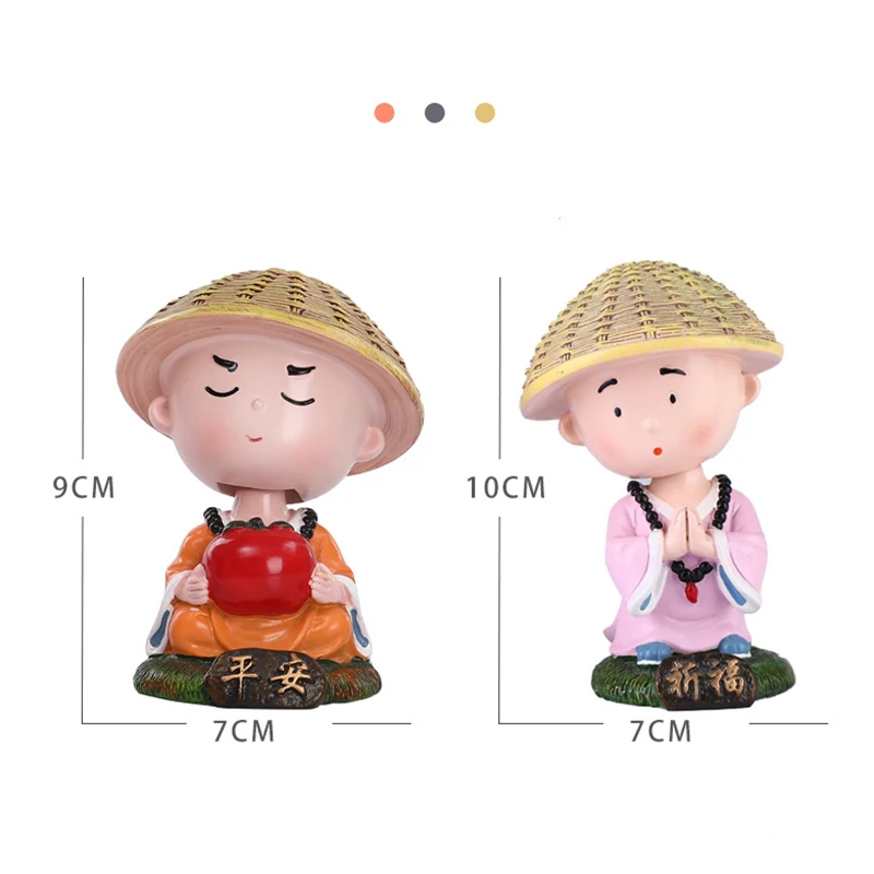 

New Style Car Accessories Exterior Decoration Shaking His Head The Straw Hat Monk Carter Monk Asian Culture