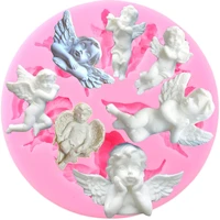 angel baby silicone mold diy cupcake topper fondant cake decorating tools chocolate gumpaste molds candy clay resin moulds
