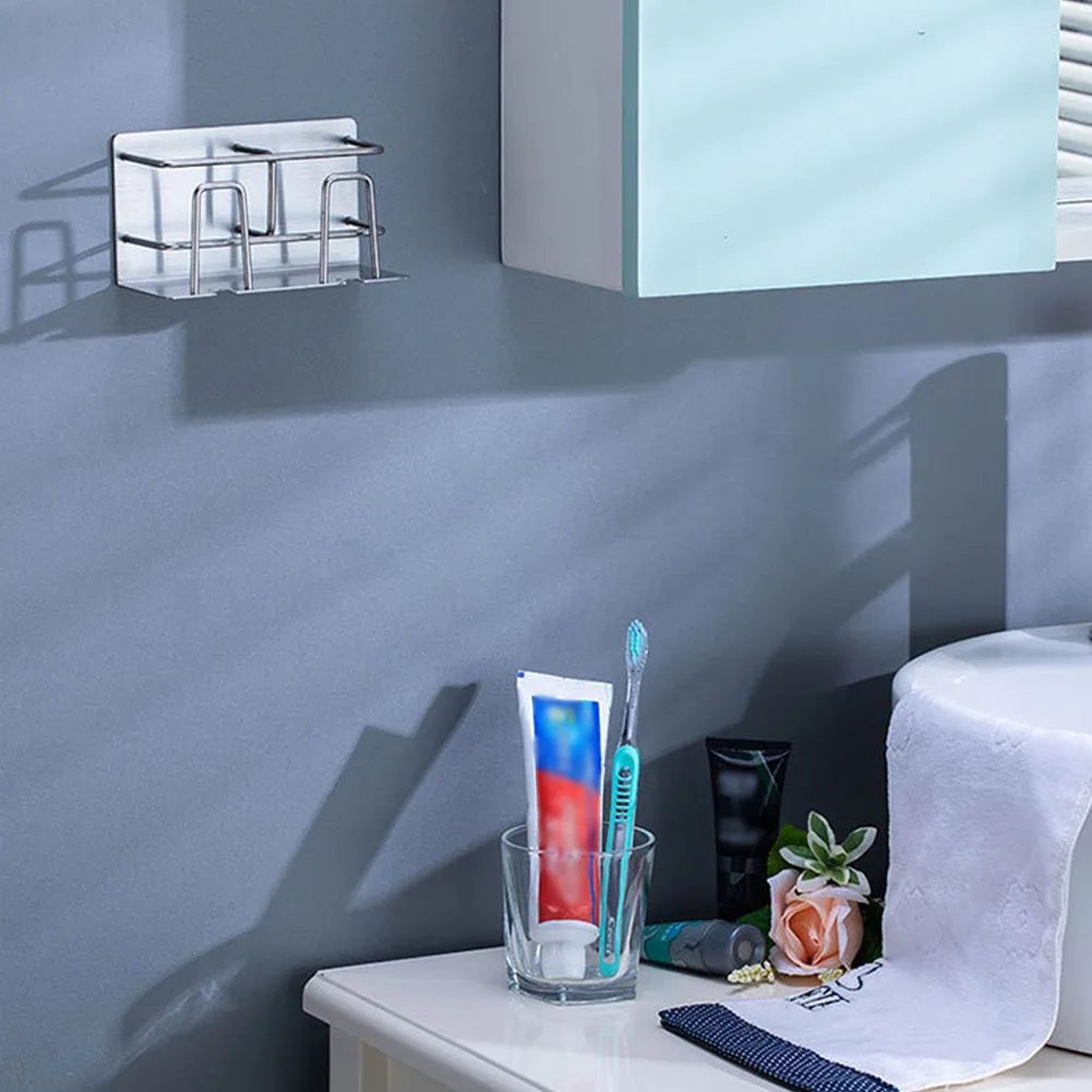 

Storage Rack Stainless Steel Hanger Toothpaste Cup Wall-mounted Bathroom Self Adhesive Accessories Toothbrush Holder