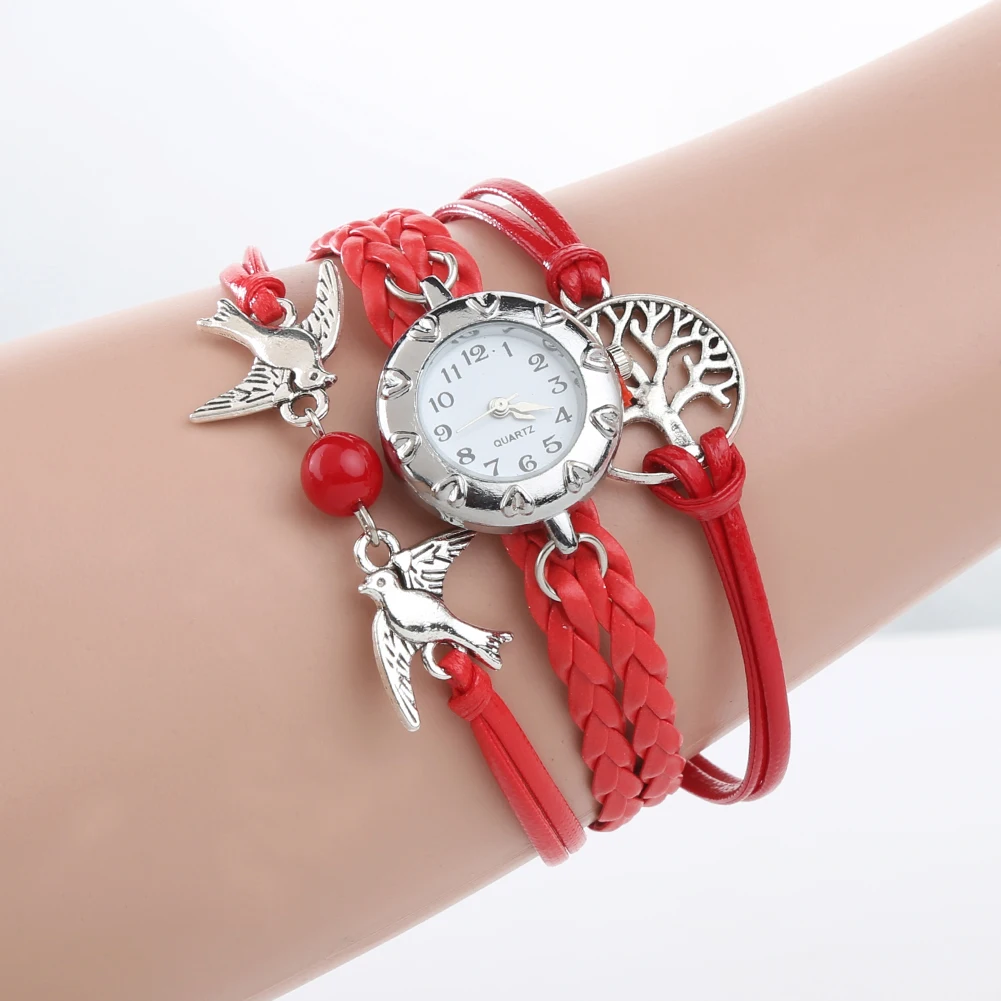 Женские модные часы Reloj женские кварцевые стены бусины с птицами очаровательные