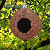 natural coconut shell decoration breeding parakeet durable feeder parrot nest toys house warm bird cage home hamster squirrel