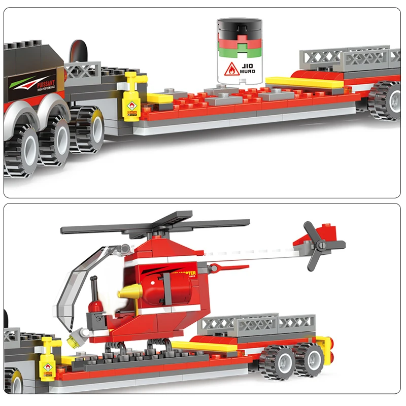 

412pcs Fire Fighting Trucks Car Helicopter City transporter Compatible with Building Blocks Bricks Children Toys