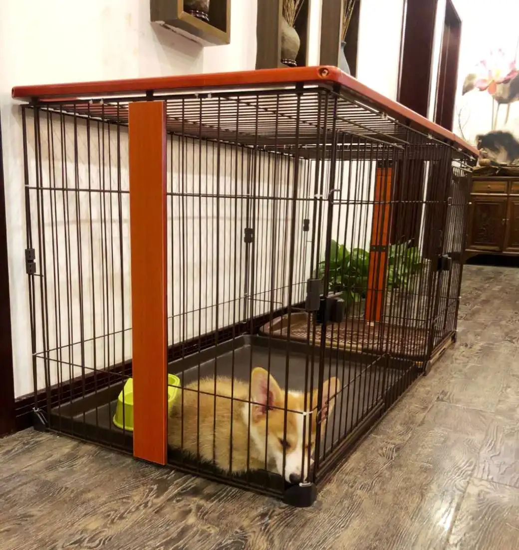 Клетка для собак дом с туалетом дрова Bomei малых и средних домашних животных