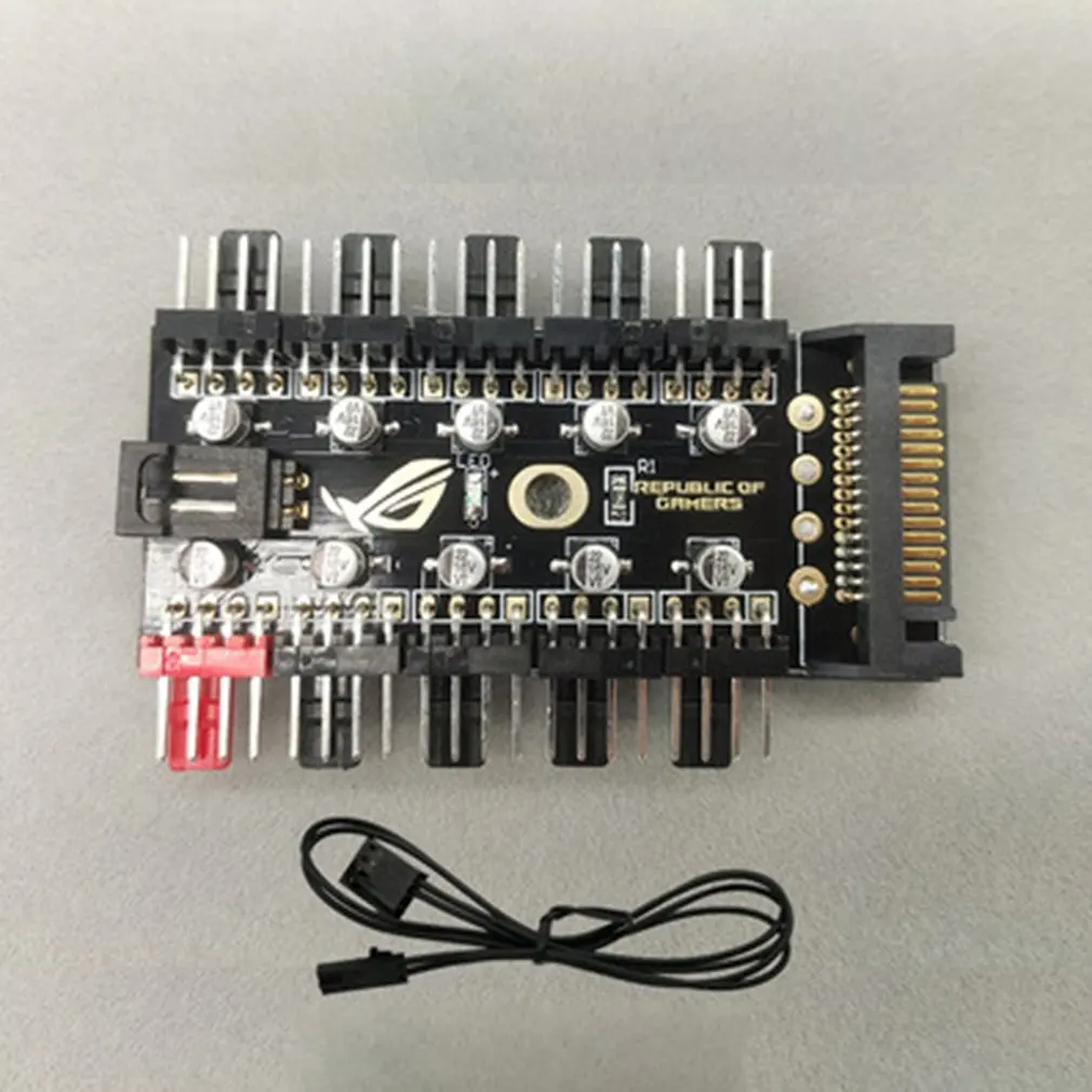 

PC 1 to 10 4Pin Cooling Fans Hub Splitter Cable 12V PWM LED Sata Power Suppply Adapter Speed Controller For Computer Mining