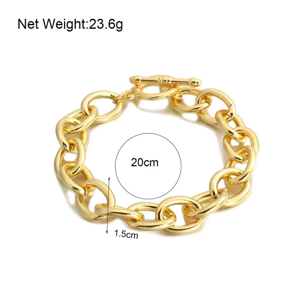 

ALLYES Trendy Simple Punk Lock Link Bracelet Bangle Fashion Women Minimalist Armband Metal Chunky Bracelets Unisex Hand Jewelry