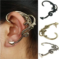 classic simple cool punk gothic ear cuff women vintage fly dragon cartilage earrings clip left ear cuff piercing jewelry 55x47mm