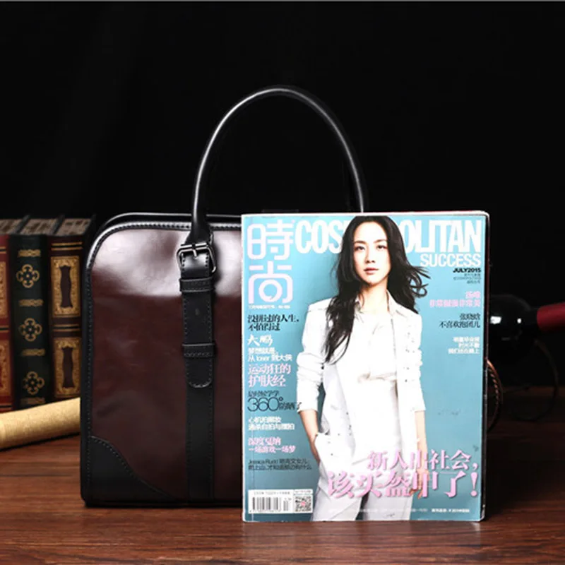 Бренд повседневный мужской Портфель искусственная кожа Crazy Horse мужская сумка