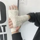 Перчатки на полпальца зимние теплые перчатки для женщин вязаные однотонные варежки без Пальцев толстые перчатки из искусственной шерсти