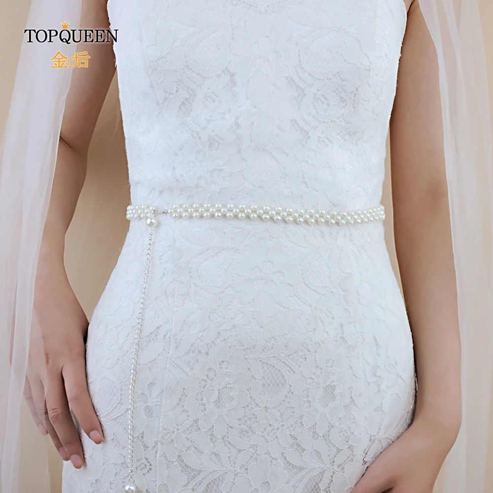 TOPQUEEN S398 ремень цепи для женщин бисером ремни-цепи для платьев пояс с жемчугом для дам повязка для девушек пояс простой пояс невесты
