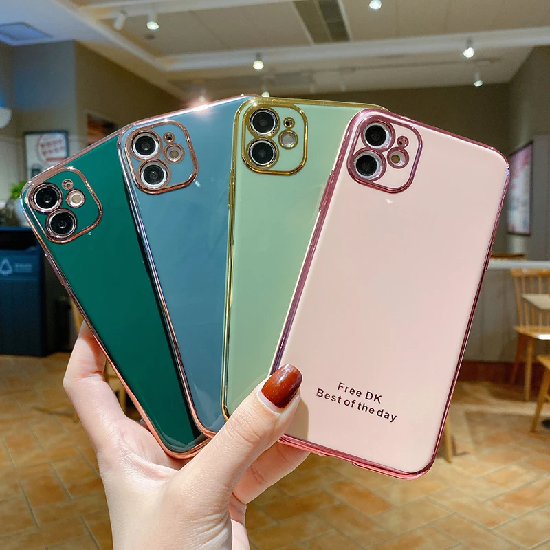 

For iPhone 11 Case Luxury Plating Silicone Phone Case For iPhone 12 12Pro 12mini 11Pro Max X 13 XS XR 7 8 Plus Shockproof Cover