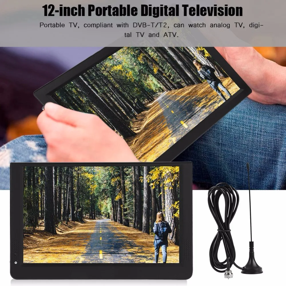 LEADSTAR 12 дюймов HD Портативный ТВ DVB-T2 ATSC ISDB-T аналоговые Led-ТВ Поддержка TF карта USB Аудио Видео плеер автомобильный телевизор