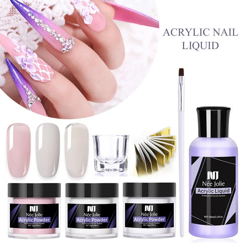 

Acrylic Powder Natural Dry Long Lasting French Nail Liquid Nail File Glass Pen Set for Nail DIY Nail Salon Nail Art Set