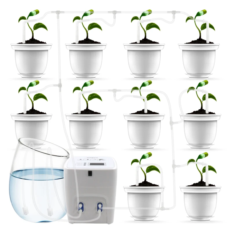 

Electronic Home Garden Watering Timer LCD Display Automatic Watering Irrigation System Plant Water Dripper W/10/15/20 Droppers