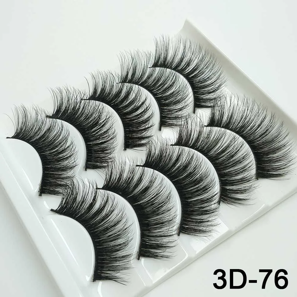 3D-76 5 пар норковых ресниц натуральные/толстые 3D Искусственные ресницы натуральные накладные ресницы ручной работы инструмент для макияжа накладные ресницы - Цвет: 3D-76