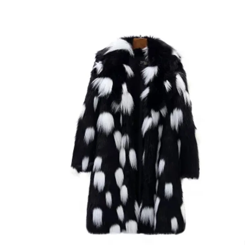 Новинка зимние женские пальто из искусственного меха Длинные куртки с отложным